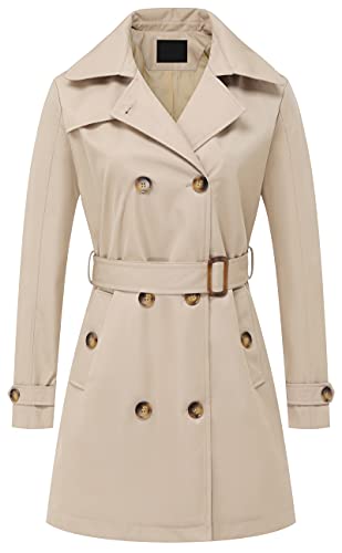 Chrisuno Womens Trench Coat Ladies Medium Long A-line Loose Jacket New Solid Color Fashion Wild Coat Khaki XL