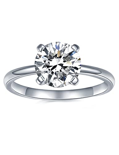 IMOLOVE Moissanite Solitaire Engagement Ring for Women, Women's Engagement Rings Moissanite Promise Rings 2CT D Color VVS1 Clarity Wedding band 925 Sterling Silver with 18K Gold Plated-7-2CT
