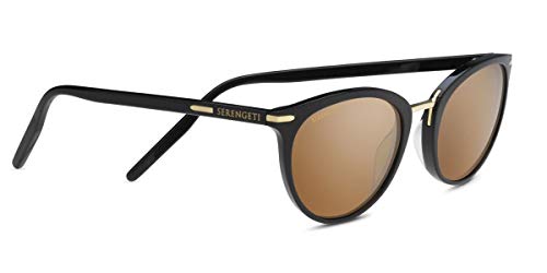 Serengeti Elyna Shiny Black/Mineral Polarized Drivers Gold Medium/Large Sunglasses Unisex-Adult, One Size