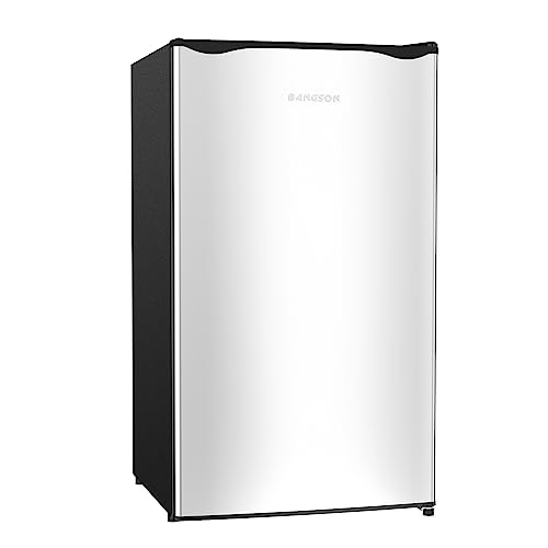 BANGSON Compact Fridge with Freezer, 3.2 CU.FT. Small refrigerator with Freezer, 5 Adjustable Temperatures, 38 dB Low Noise, Reversible Door, Small Fridge For Dorm Bedroom or Office, Silver…