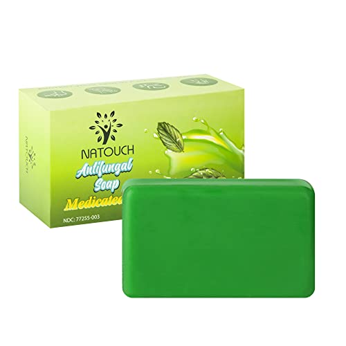 Natouch Antifungal Medicated Soap Bar, Athletes Foot Jock Itch Ringworm Yeast Infection Treatment for Humans, Tea Tree Oil Body Soap Bar With Natural Tea Tree Oil, Eucalyptus Oil, and Lavender Oil，4oz