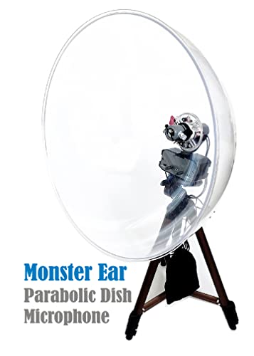 Monster Ear Sound Catcher Parabolic dish microphones for Wildlife Bird song recording, Hunting, Hearing loss, Law enforcement raid, Private investigation, Machinery inspection & Great gift idea for nature lover, bird watcher, hunter, scientists, etc.