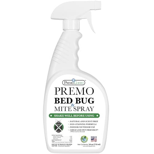 Bed Bug Killer Spray by Premo Guard 24 oz – Fast Acting Bed Bug Treatment – Stain & Scent Free – Child & Pet Safe – Best Extended Protection – Natural & Non Toxic Formula