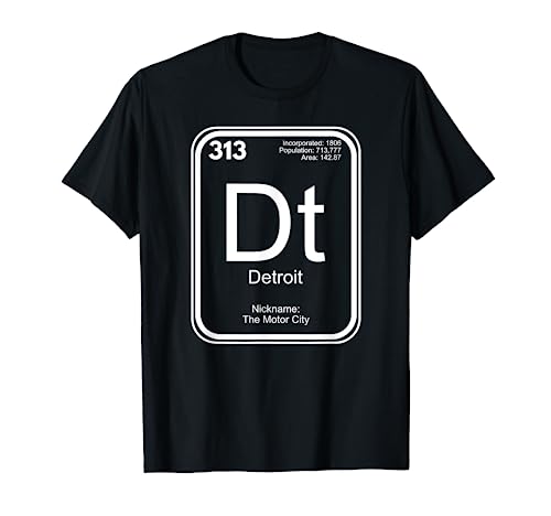 Detroit T-Shirt Periodic Table The Motor City Gift