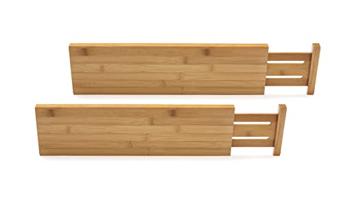 Lipper International 8897 Bamboo Wood Custom Fit Adjustable Deep Kitchen Drawer Dividers, Set of 2