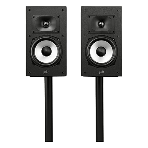 Polk Audio Monitor XT20 Pair of Bookshelf or Surround Speakers - Hi-Res Audio Certified, Dolby Atmos & DTS:X Compatible, 1' Terylene Tweeter & 6.5' Dynamically Balanced Woofer, Midnight Black