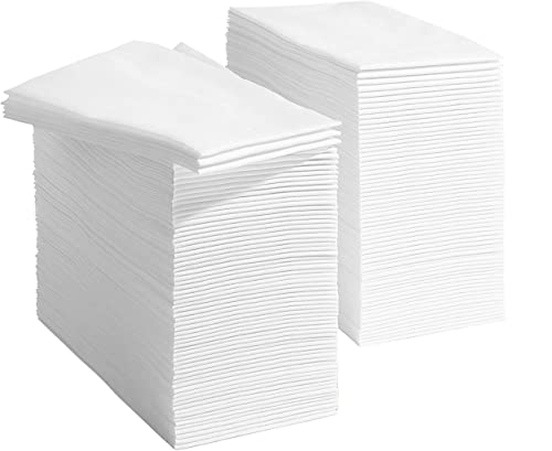 Prestee 200 Disposable Paper Hand Towels That Feel Like Linen Napkins - White, Disposable Guest Towels, Wedding Napkins, Paper Napkins, Disposable Napkins for Guest Bathroom, Parties, Dinners, Events