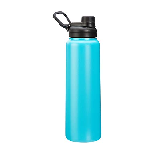 Amazon Basics Stainless Steel Insulated Water Bottle with Spout Lid – 30-Ounce, Teal