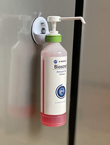 Original AngellPod Repositionable Wall Mount Hand Sanitiser Pump Bottle Holder for Any Size Bottle. Hand sanitizer, soap, Shampoo, Cream Dispenser Holder. Suction-Cup + Self-Adhesive = NO Tools.