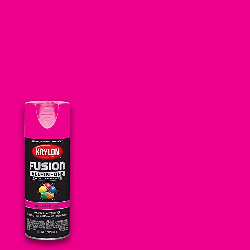 Krylon K02708007 Fusion All-In-One Spray Paint for Indoor/Outdoor Use, Gloss Hot Pink 12 Ounce (Pack of 1)