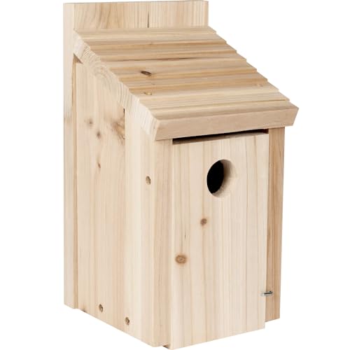 Gray Bunny Cedar Bird Houses for Outside, Predator-Proof 1 3/8' Entry Hole - Blue Bird Houses for Outdoors - Also for Chickadees, Wrens, Titmices, Nuthatches - Birdhouse, Bluebird Nesting Box