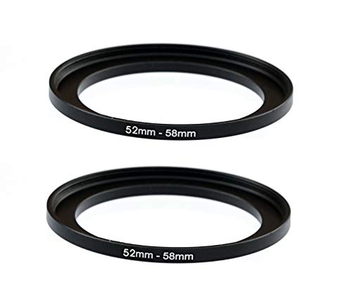 (2-Pcs) 52-58MM Step-Up Ring Adapter, 52mm to 58mm Step Up Filter Ring, 52 mm Male 58 mm Female Stepping Up Ring for DSLR Camera Lens and ND UV CPL Infrared Filters