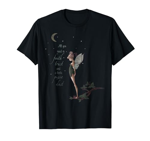 Disney Peter Pan Tinker Bell Moon Quote Art Graphic T-Shirt
