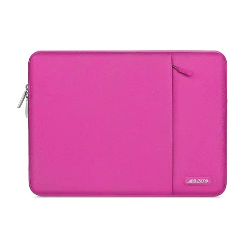 MOSISO Laptop Sleeve Bag Compatible with MacBook Air/Pro, 13-13.3 inch Notebook, Compatible with MacBook Pro 14 inch M3 M2 M1 Chip Pro Max 2024-2021, Polyester Vertical Case with Pocket, Rose Red