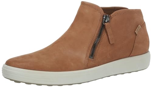 ECCO Women's Soft 7 Side Zip Bootie Sneaker, Cashmere/Cashmere, 9-9.5