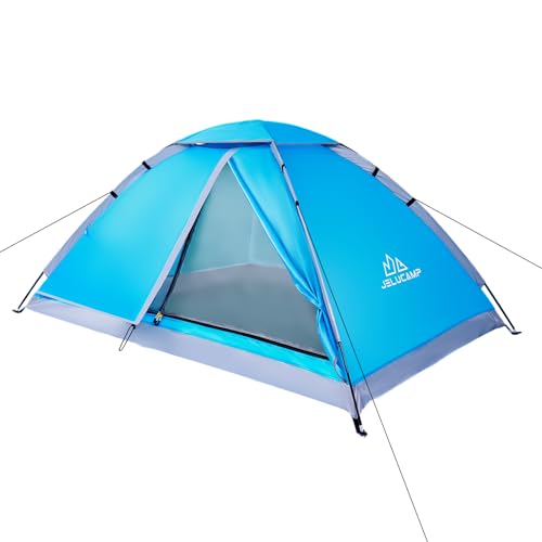 JELUCAMP 1/2 Person Dome Tents for Camping, Lightweight Portable Backpacking Tent, Small Easy Set Up Outdoor Waterproof Camping Hiking Tent for Adults, 2 Person Tent, Blue