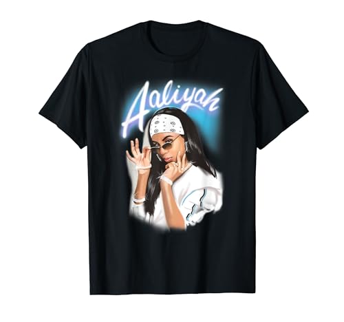 Aaliyah Airbrush Vintage Bandana Photo R&B Hip Hop Music Fan T-Shirt