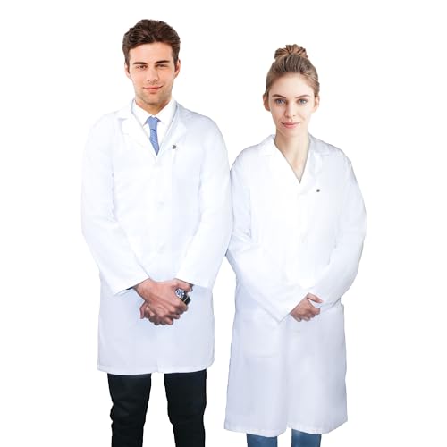 DR Uniforms Unisex Lab Coats - 100% Cotton - Sanforized to Prevent Shrinking- Laboratory Coat for Students and Professionals (M)