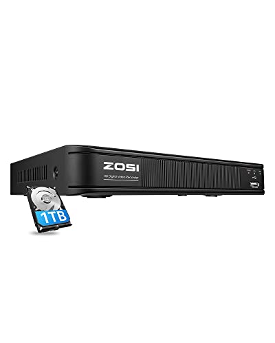 ZOSI H.265+ 5MP 3K Lite 8 Channel CCTV DVR Recorder, AI Human Vehicle Detection, Alert Push, Hybrid Capability 4-in-1(Analog/AHD/TVI/CVI) Full 1080p HD Surveillance DVR for Security Camera (1TB HDD)