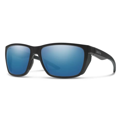 SMITH Longfin Sunglasses – Performance Sports Active Sunglasses for Watersports, Fishing & More – For Men & Women – Matte Black + Blue ChromaPop Glass Polarized Lenses