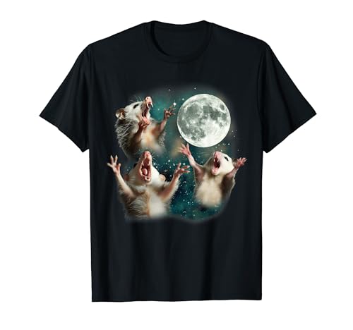 Three Possum Moon | 3 Opossum Funny Weird Cursed Meme T-Shirt