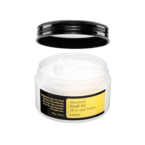 COSRX Snail Mucin 92% Repair Cream, Daily Face Gel Moisturizer for Dry Skin, Acne-prone, Sensitive Skin, Not Tested on Animals, No Parabens, Korean Skincare (3.52 Fl Oz (Pack of 1))
