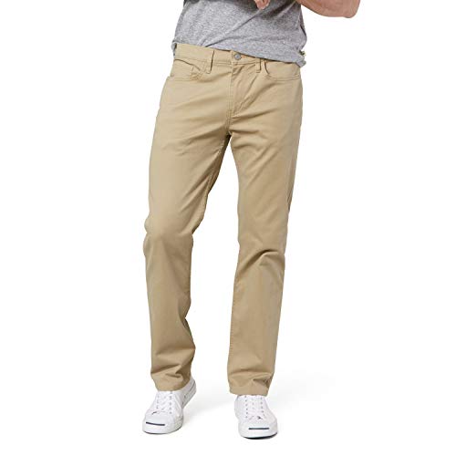 Dockers Men's Straight Fit Jean Cut All Seasons Tech Pants (Standard and Big & Tall), New British Khaki, 34W x 32L