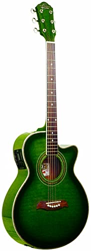 Oscar Schmidt by Washburn OG10CE Full Size Cutaway Acoustic Electric Guitar - Transparent Green