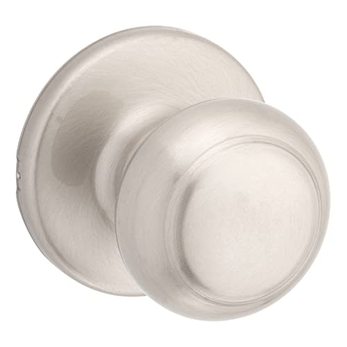 Kwikset Cove Interior Passage Door Knob, Handle For Closet and Hallway Doors, Non-Locking Doorknob in Satin Nickel, with Microban Protection