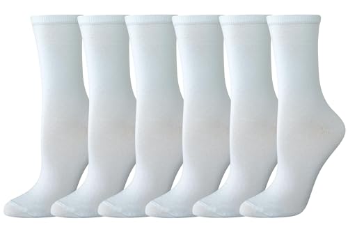 Amazon Essentials Women's Casual Crew Socks, 6 Pairs, White, 6-9