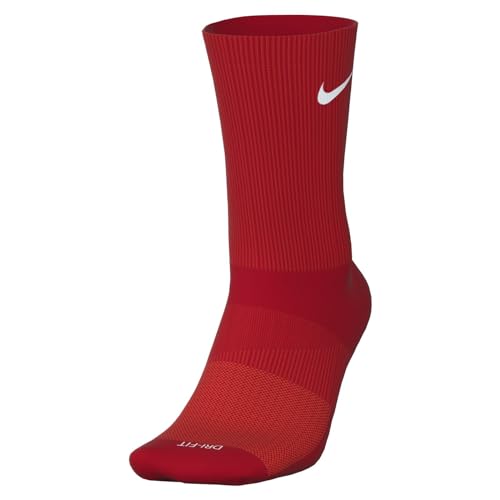 Nike 6 Pack Sports Dri-Fit Moisture Wicking Athletic Crew Socks Red Yellow Blue Green Purple Orange White (Large)
