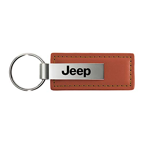 Au-TOMOTIVE GOLD Jeep Brown Leather Keychain