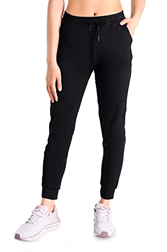 Yogipace Petite Women's Lightweight Anti-Shrink Active Joggers Lounge Sweatpants Yoga Jogger Pants,25',Black,Size M