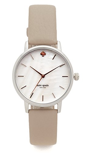 Kate Spade New York Women's Metro Quartz Stainless Steel, Leather Three-Hand Watch, Color: Silver, Gray (Model: KSW1141)