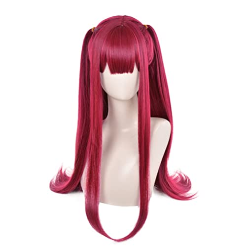 SisiruKou Anime Long Straight Grape Red Wig Halloween Cosplay Costume Wig