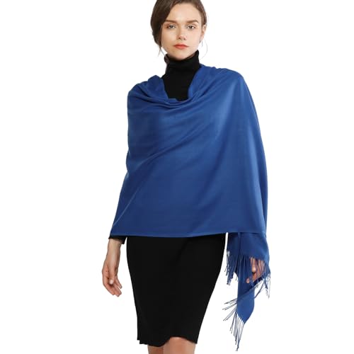 RIIQIICHY Scarfs for Women Winter Blue Pashmina Shawls and Wraps for Evening Dresses Warm Large Scarves Wedding Shawl