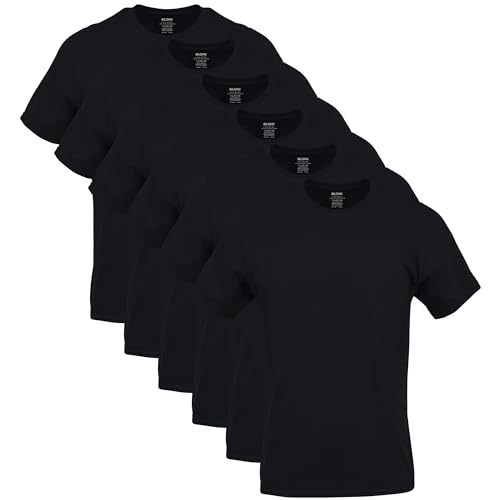 Gildan Men's Crew T-Shirts, Multipack, Style G1100, Black (6-Pack), Medium
