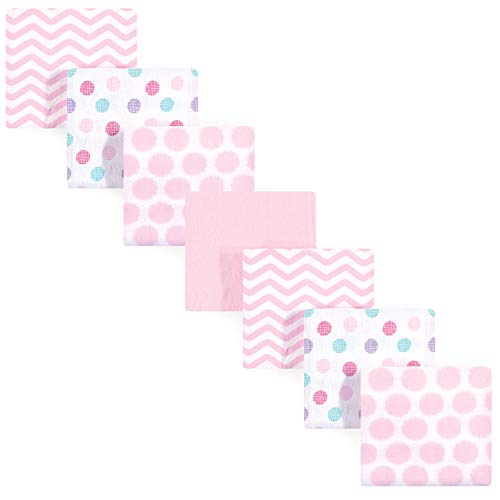 Luvable Friends Unisex Baby Cotton Flannel Receiving Blankets, Pink Dots 7-Pack, One Size