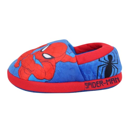 Marvel Kids Boys Spiderman Warm Plush Slippers, Red, US 9-10 Unisex Toddler