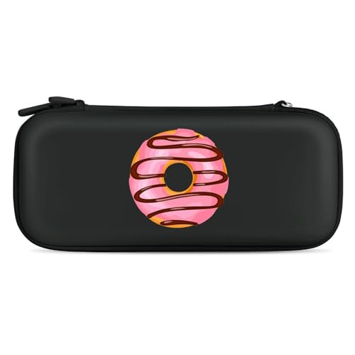 Chocolate Sweet Donut Dessert Compatible with Switch Case with Wristlet Travel Carrying Bag Holds 15 Game Cartridges Black-Style-2