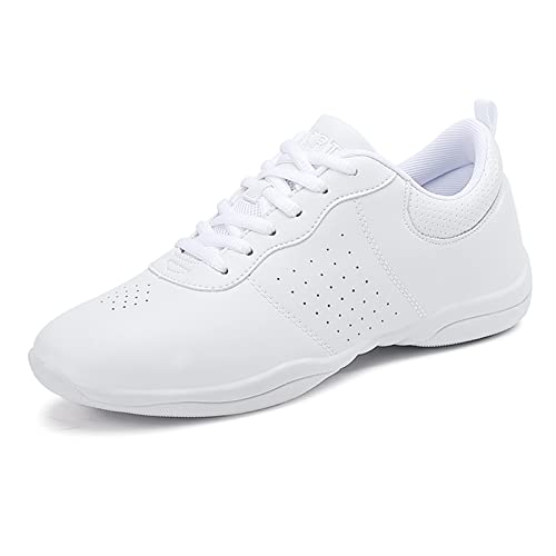 FOFOWHAT Dance Shoes for Girls White Cheerleading Shoe Athletic Girls Footwear Competition Cheer Tennis Walking Sneakers Size 4.5 Big Kid