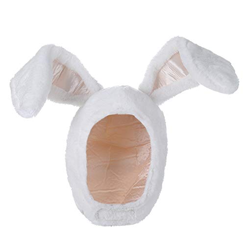 BOBILIKE Plush Fun Bunny Ears Hood Women Costume Hats Christmas Gift-Warm, Soft and Cozy, White