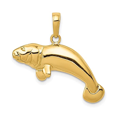14k Yellow Gold Manatee Necklace Charm Pendant Fish Sea Life Fine Jewelry For Women Gifts For Her