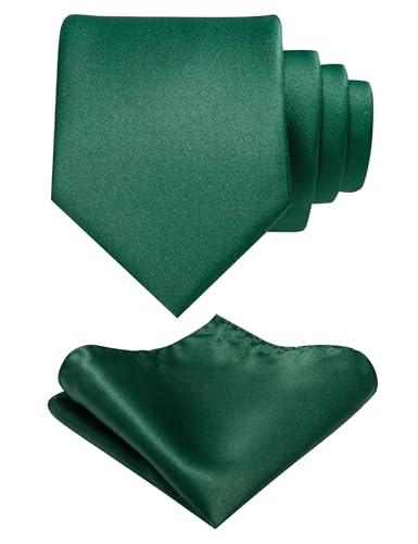 RBOCOTT Emerald Green Tie and Pocket Square Necktie Set for Men(29)