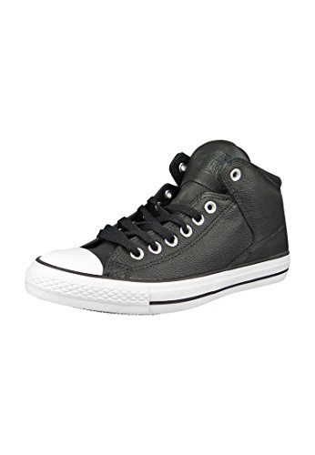 Converse Women's Street Leather High Top Sneaker, Black/Black/White, 8