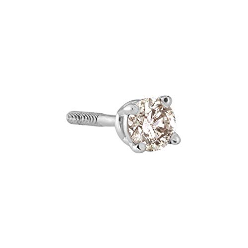 Diamond Wish SINGLE Diamond Stud Earring in 18k White Gold (0.08ct, Good, I2-I3) 4-Prong Basket set with Screw-back