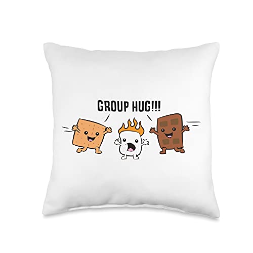 Group Hug S'mores Campfire Marshmallow Chocolate Smores Throw Pillow