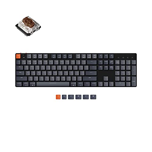 Keychron K5 SE Full Size Layout Ultra-Slim Wireless Bluetooth/Wired USB Mechanical Keyboard with Low-Profile Gateron Brown Switch, 104 Keys White LED Backlit Computer Keyboard for Mac and Windows