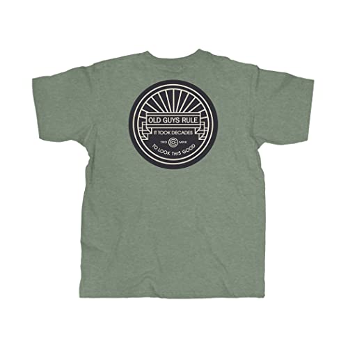 Old Guys Rule Men's Look Good T-Shirt, Heather Military Green, Large