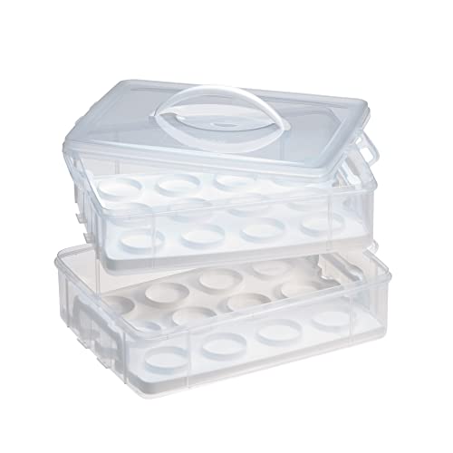 Snapware Snap 'N Stack Portable Storage Carrier with Lid for Desserts, BPA-Free Cupcake Containers, Cake Carrier with Stackable Trays, Microwave, Freezer and Dishwasher Safe,Clear